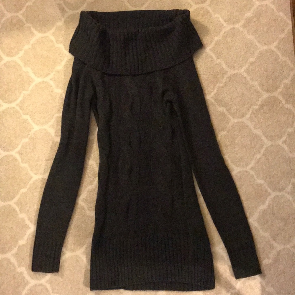 Cowl Neck Gray Sweater